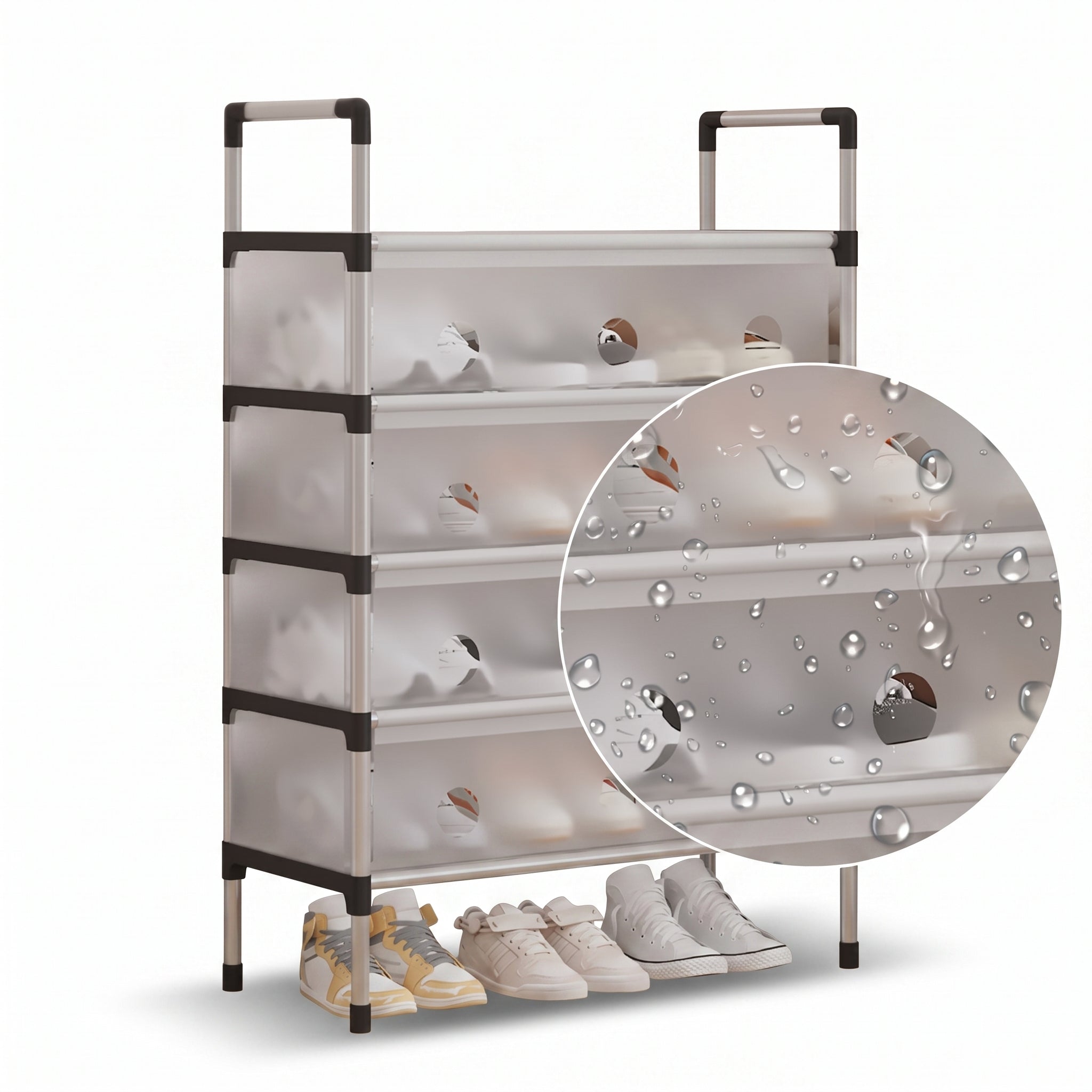 Aluminium Shoe Rack with Dust-Proof Cover