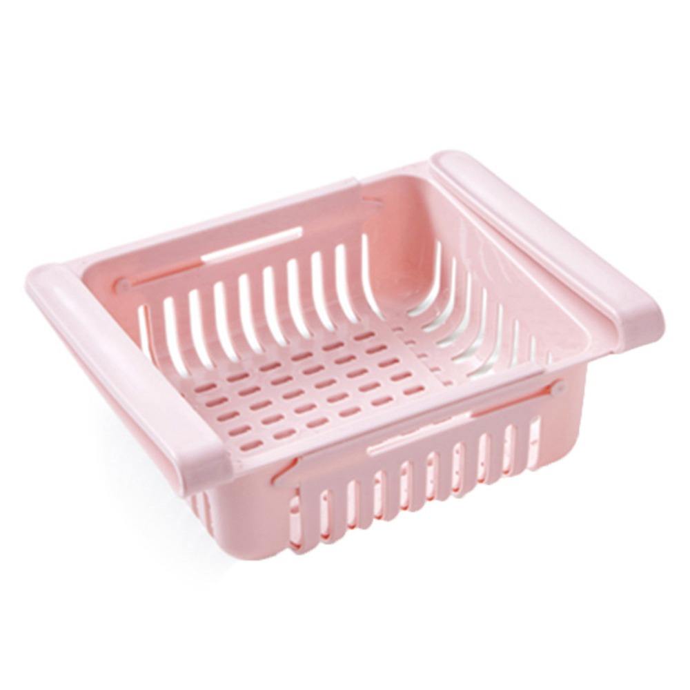 Pack Of 2 Adjustable Fridge & Kitchen Plastic Basket Food & Cutlery Storage Basket