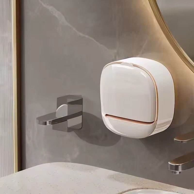 Soap Dish White & Mint Green Adhesive / No-Drill Wall-Mounted Soap Dish Holder, Plastic Shower Bathtub Soap Box with Adhesive Backing (No Screws) - Space-Saving Rectangular Bathroom Sink / Shower Unit, Easy Installation, for bathtub, Shower Walls