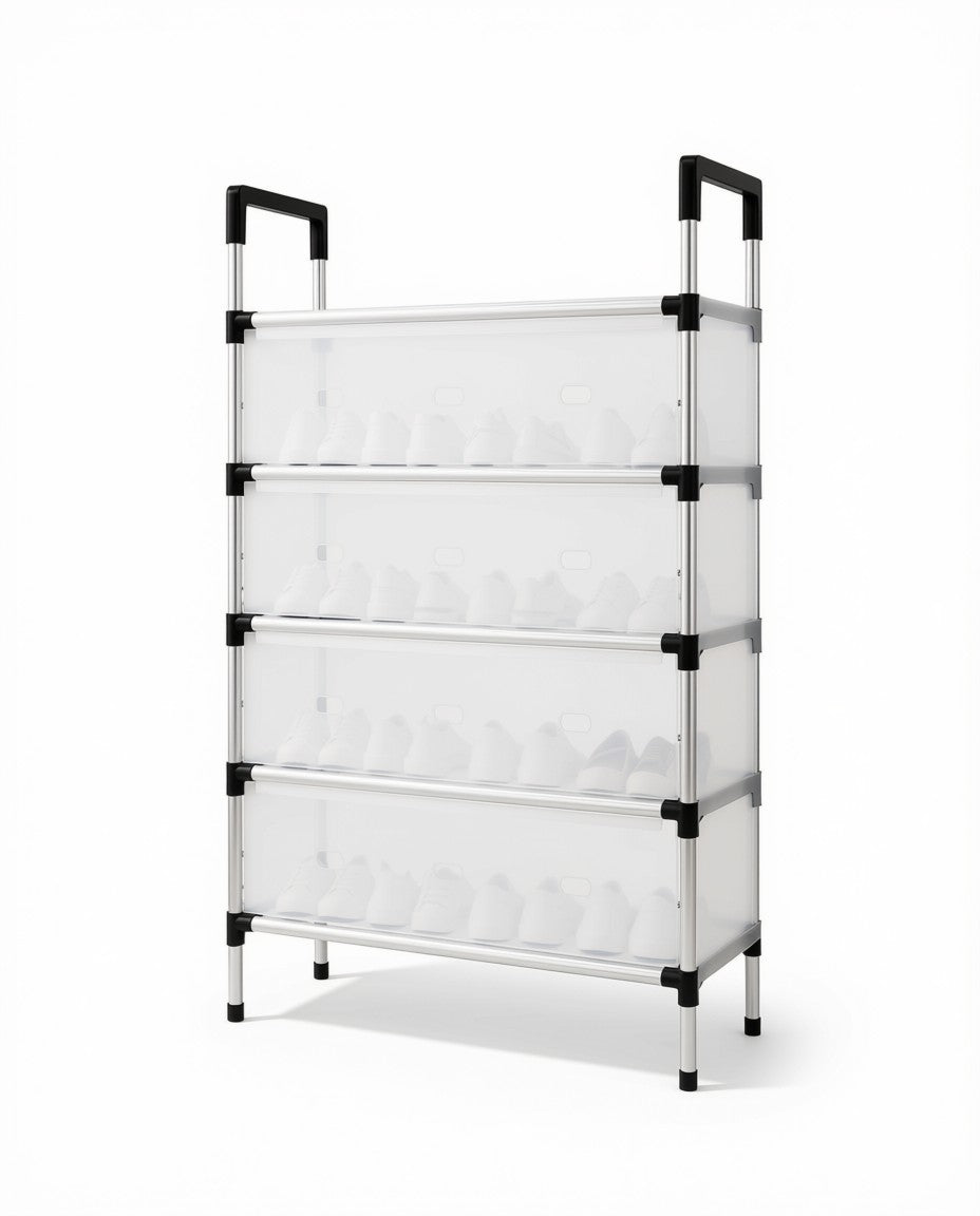 Aluminium Shoe Rack with Dust-Proof Cover