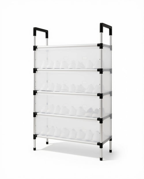 Aluminium Shoe Rack with Dust-Proof Cover