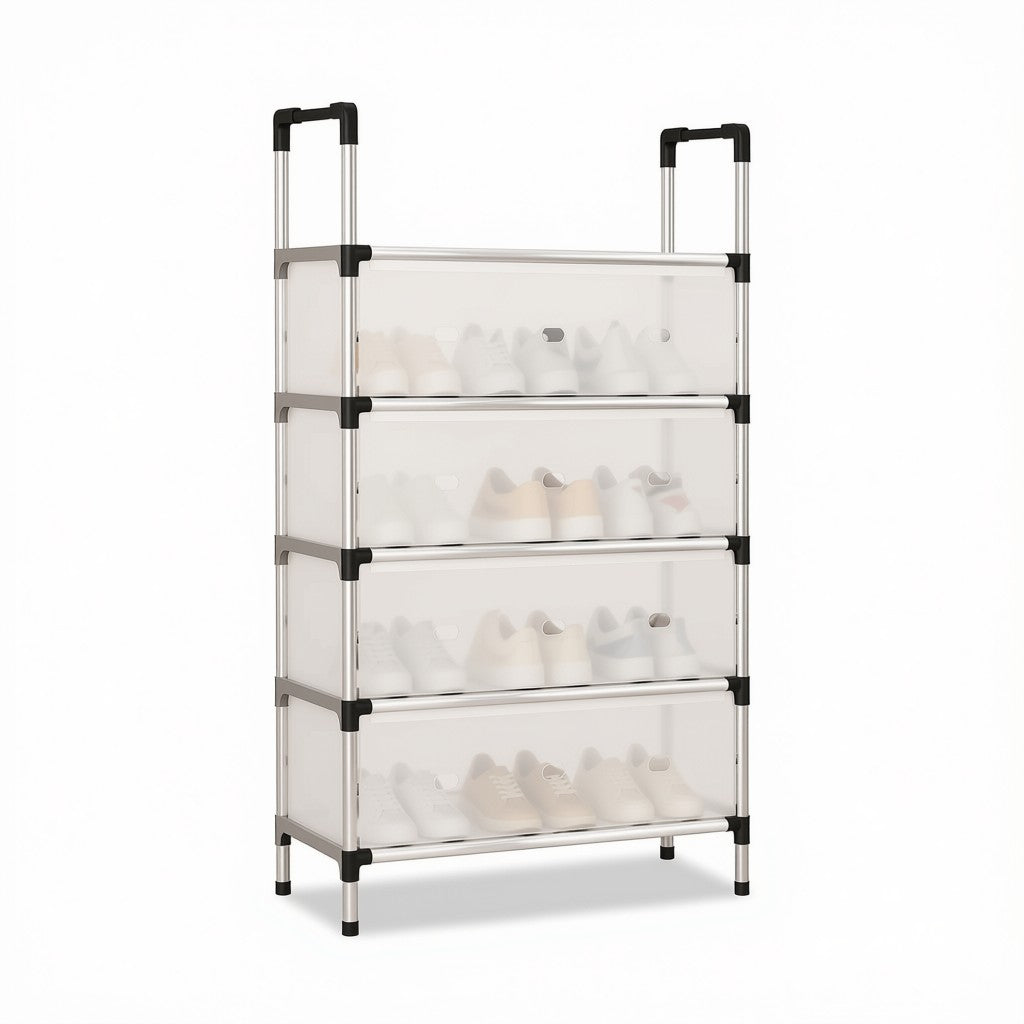 Aluminium Shoe Rack with Dust-Proof Cover